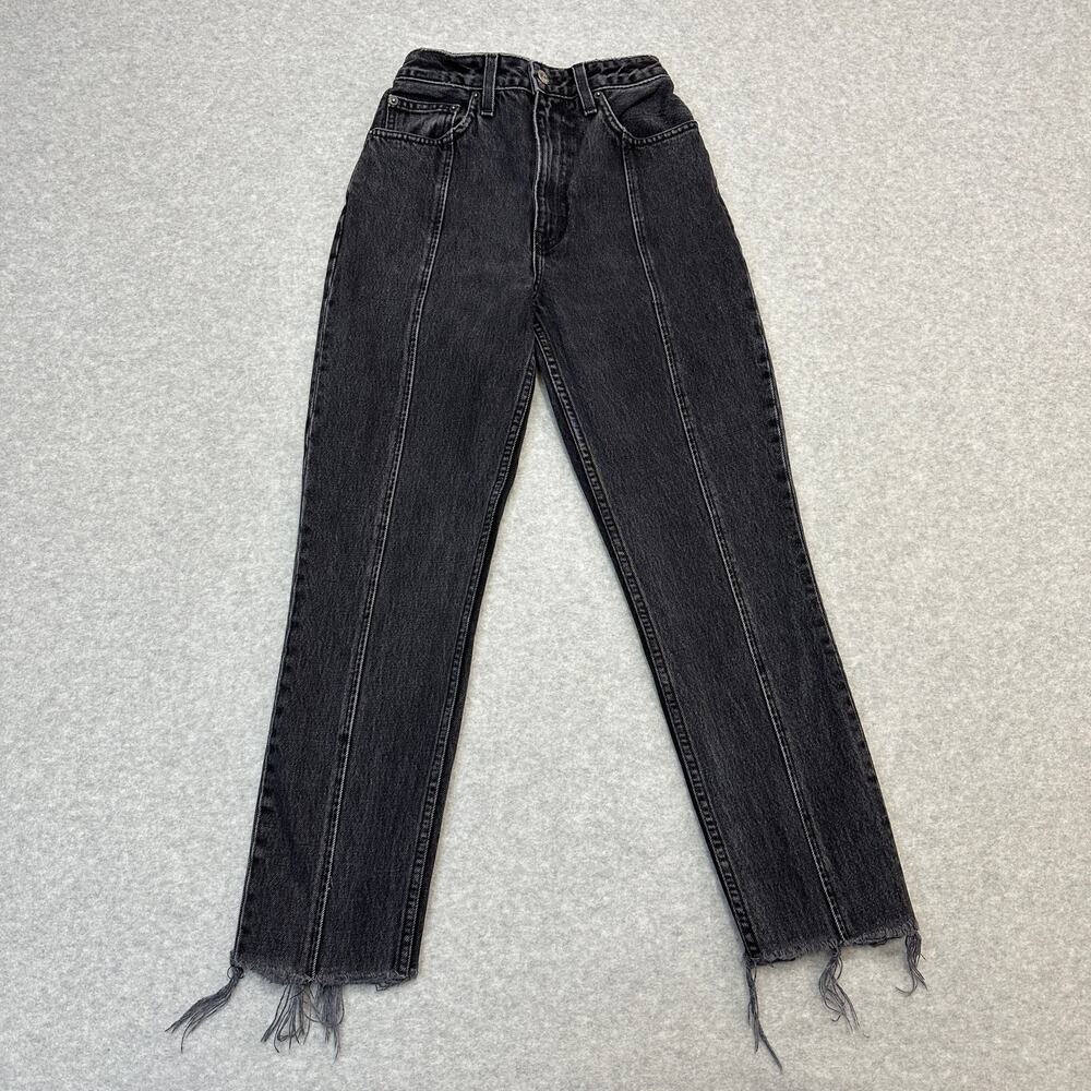 Reformation Seamed Jeans WMNS 26 Black Pacific Wash Elastic Back Waist High Rise